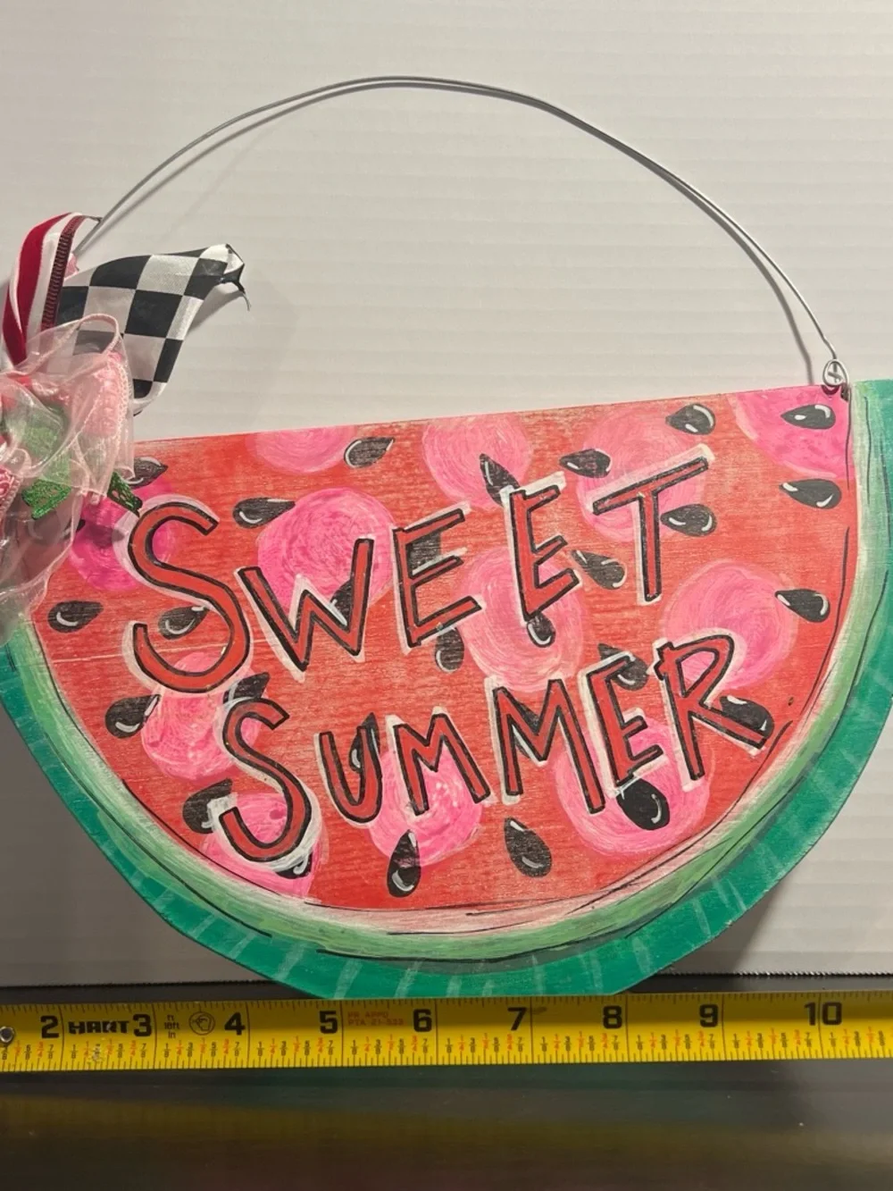 Sweet Summer Watermelon Door Hanger - Pink & Green